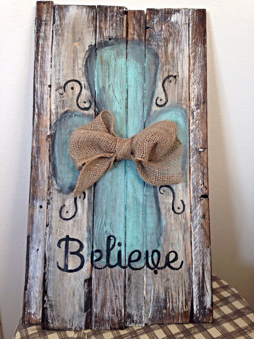 Beautiful Burlap Bow Believe Sign