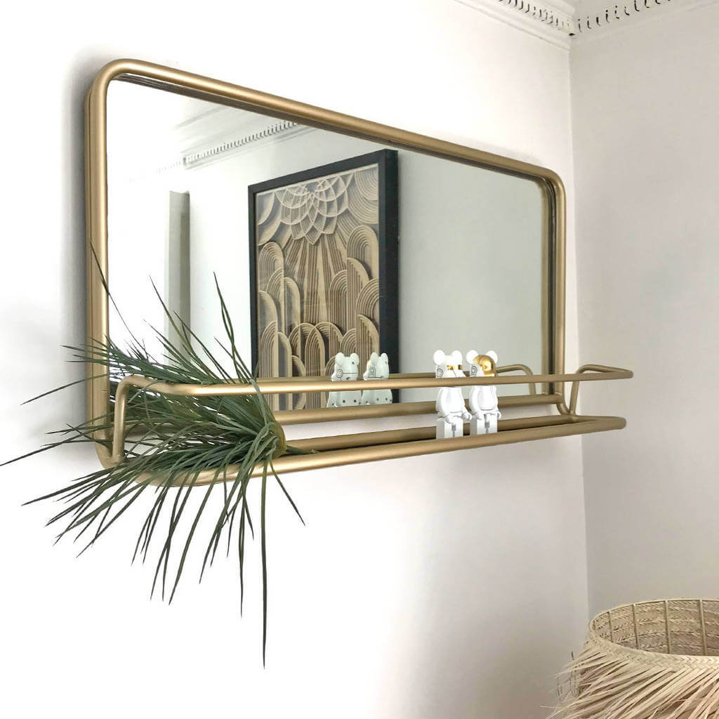 Metal Carriage Mirror with Shelf