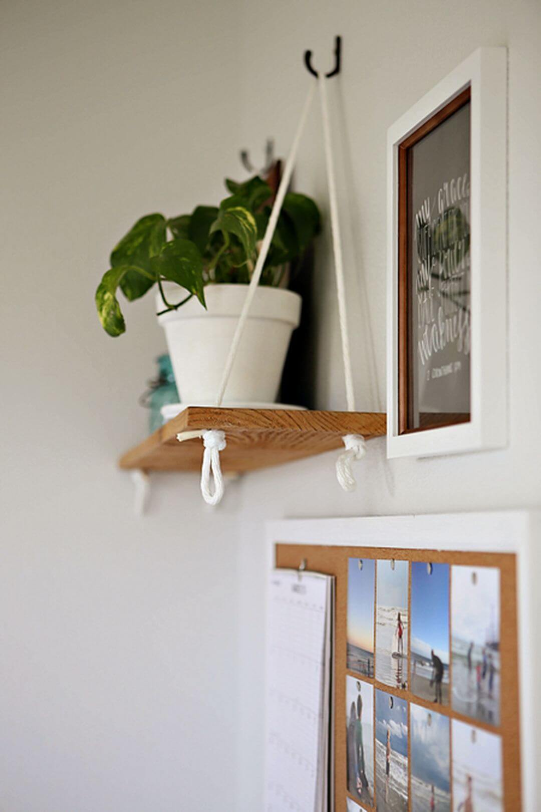 Simple Hanging Wooden Plank Shelf