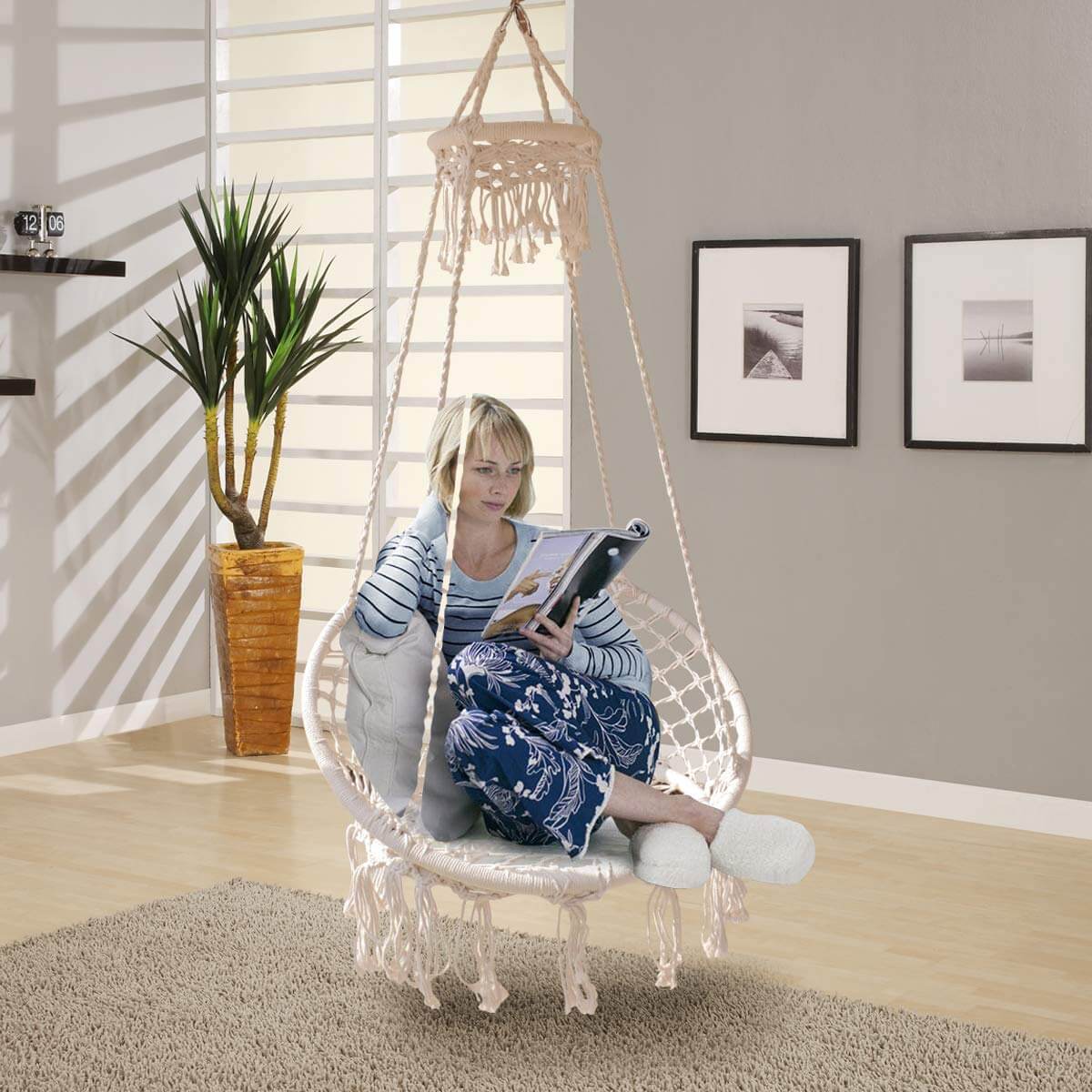 Macramé Style Hanging Swing Chair