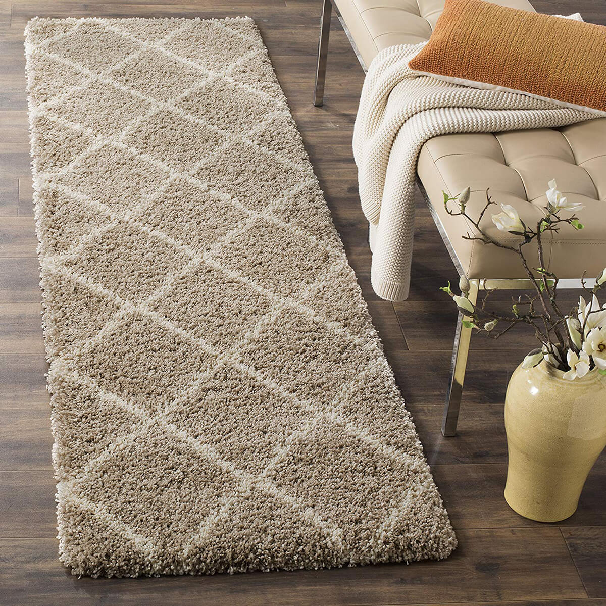 Supremely Soft Shag Diamond-Patterned Runner