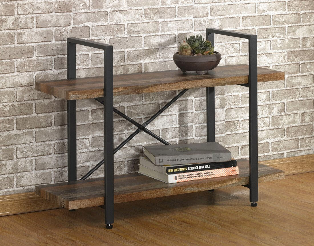 Modern and Rustic Wood and Metal Bookshelf