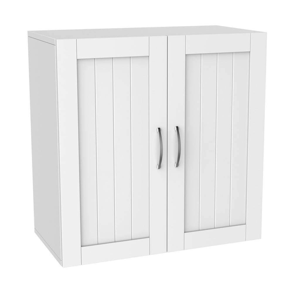 White Paneled Door Wall Cabinet for Laundry Room