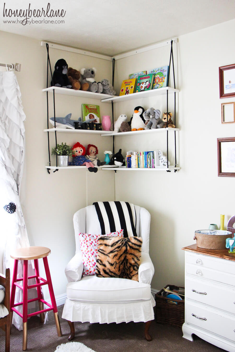 Sweet Hanging Swing-Style Shelves