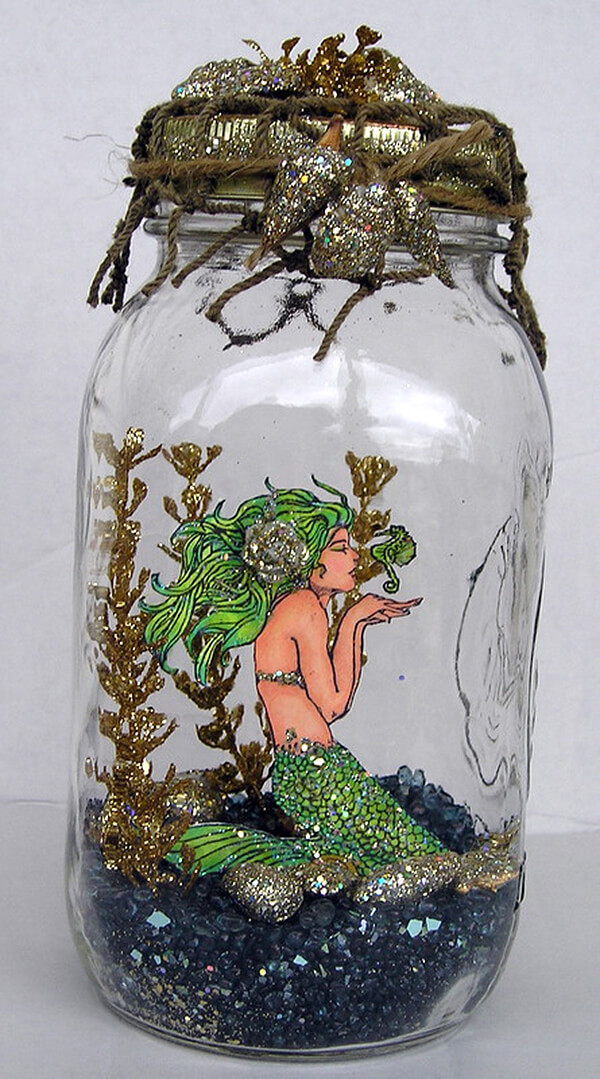 Sparly Mermaid Mason Jar