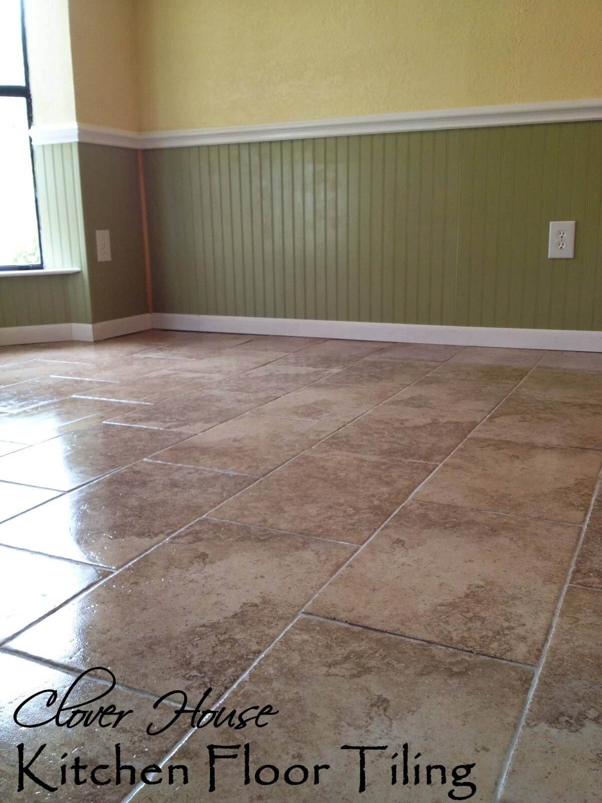 Classic Brown and Tan Kitchen Floor Tile