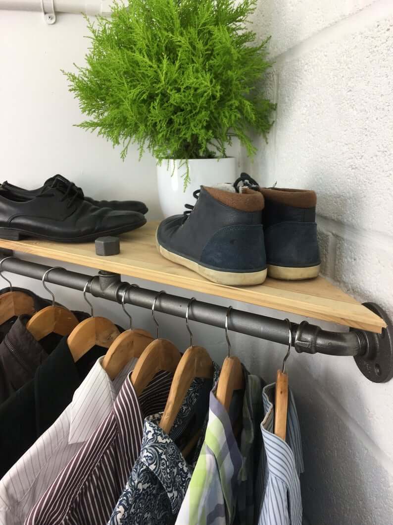 Corner Shelf with a Hanging Rail