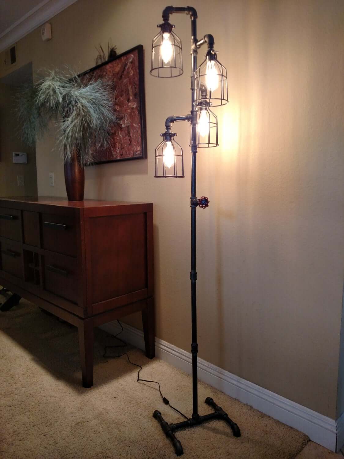 Four Armed Standing Lamp with Cage Shades