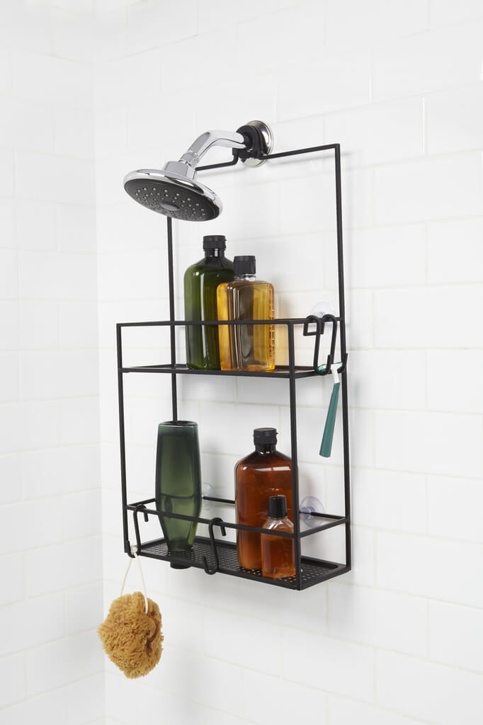 Black Wire Caddy with Hanging Hooks