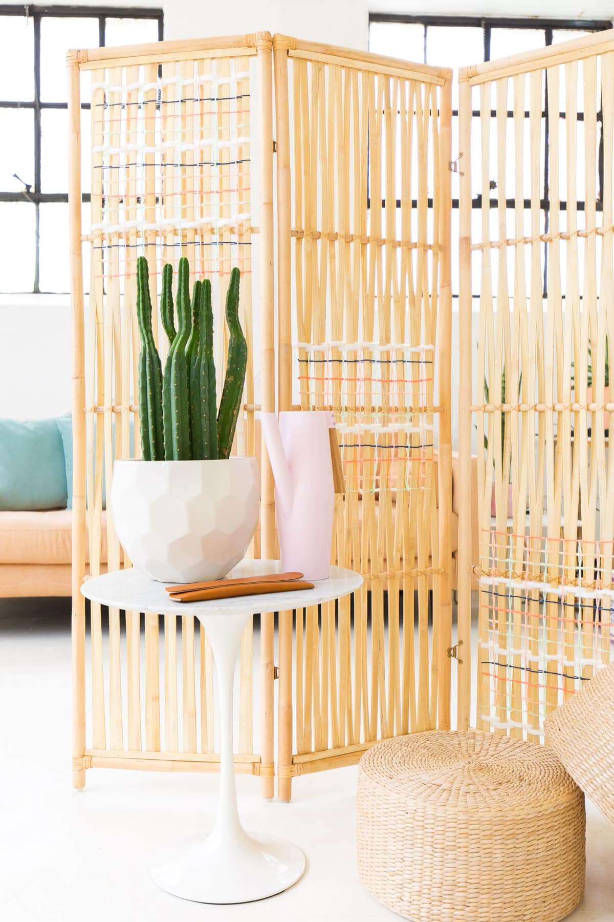 Customized Rattan Room Divider with Woven Pattern, Folding Screens, DIY Fretwork Screen