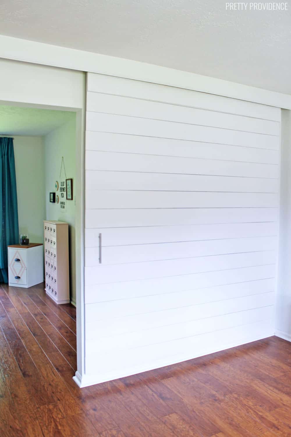 DIY Room Divider: Sliding White Shiplap Barn Door Divider Wall, Folding Screens