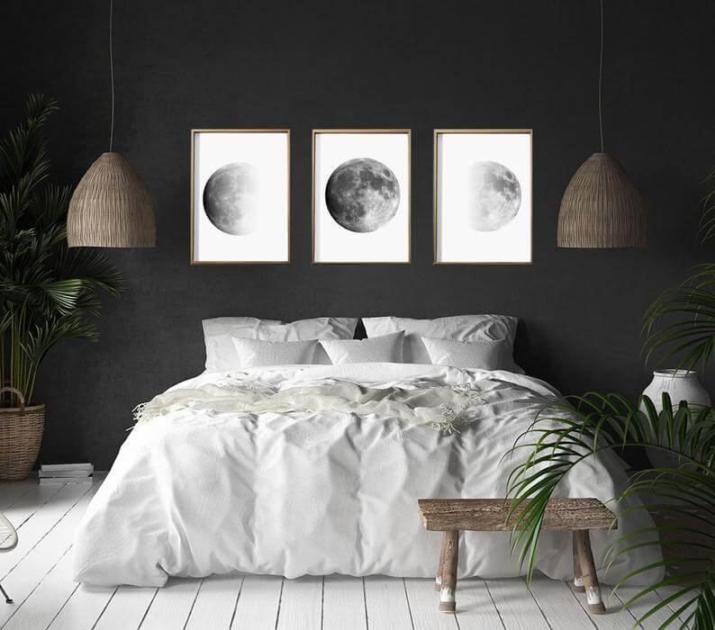 Phases of the Moon Black Bedroom Ideas