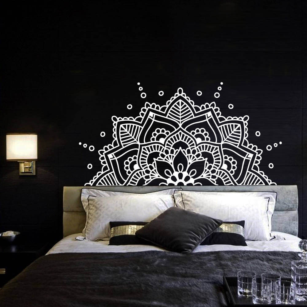 Abstract Flower Black Bedroom Design Idea