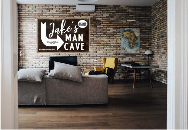 Personalized Wooden Farmhouse-Style Man Cave Sign