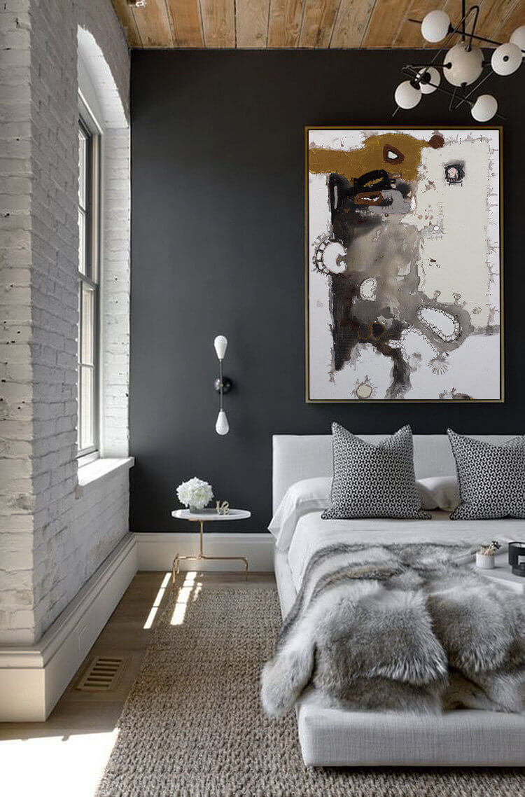 Contemporary and Abstract Black Bedroom Design Idea