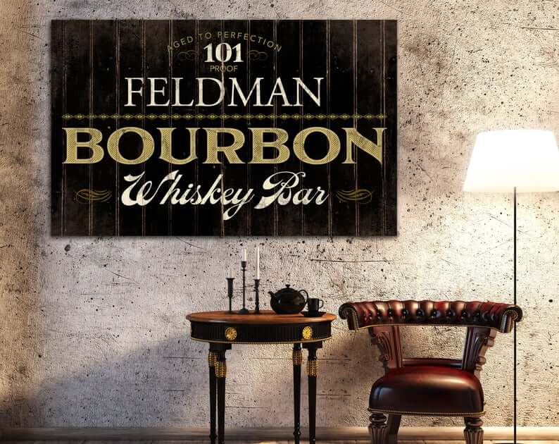 Custom-Name Bourbon Lover Man Cave Sign