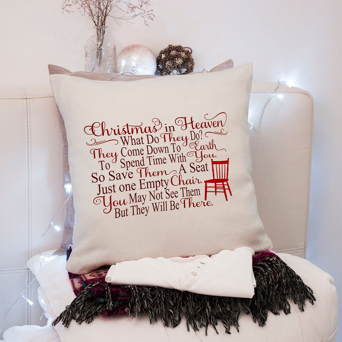 Special Chair for Loved Ones in Heaven Christmas Pillow