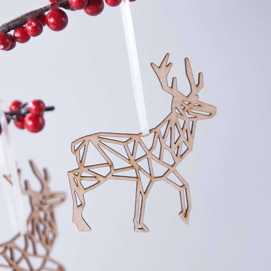 Geometric Wooden Reindeer Silhouette Holiday Decoration