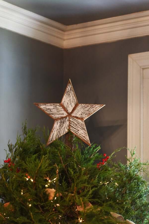 White Reclaimed Wood Star Christmas Tree-topper