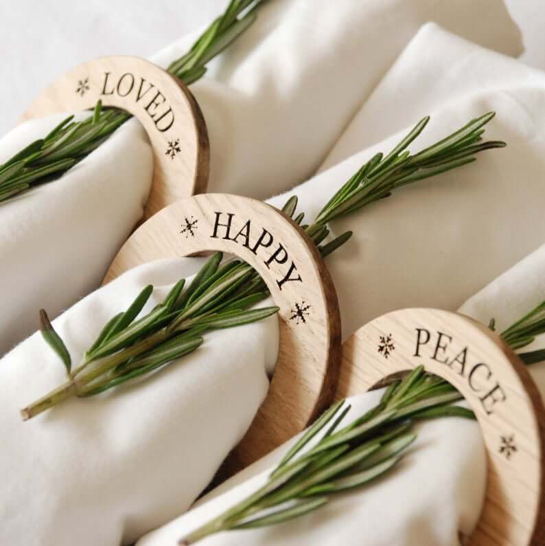 Personalized Oak Wooden Napkin Rings