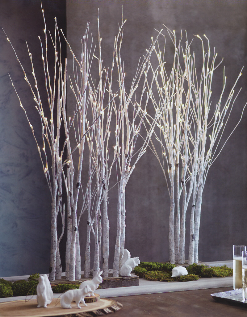 Lighted Birch Tree Forest Centerpiece