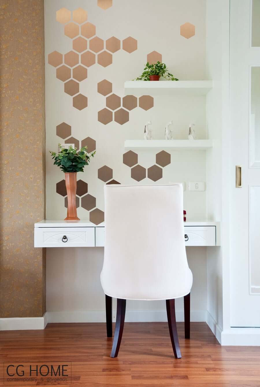 Golden Honeycomb Hexagon Wall Stickers