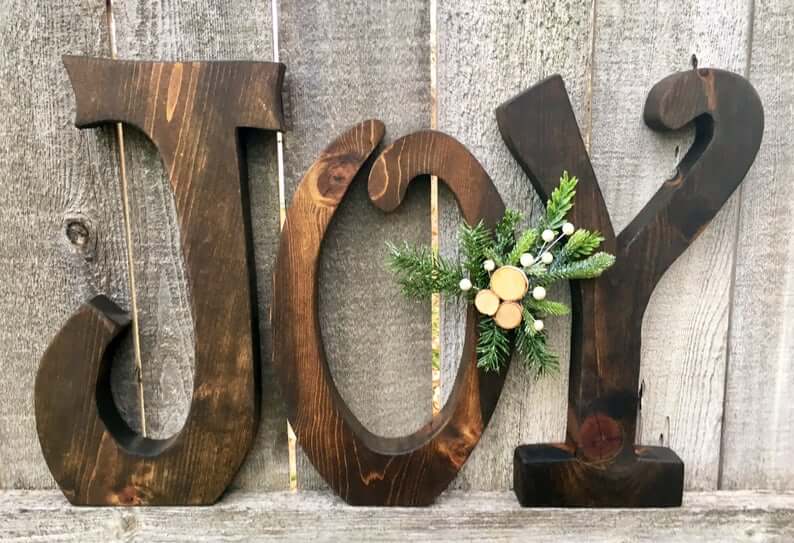 Oversized JOY Wooden Mantle Decor Letters