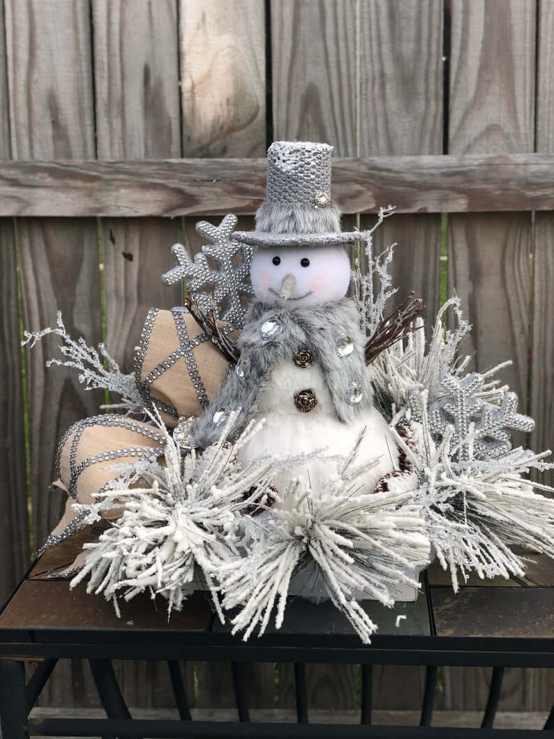 Frosted Snowman Wonderland Silver Wreath