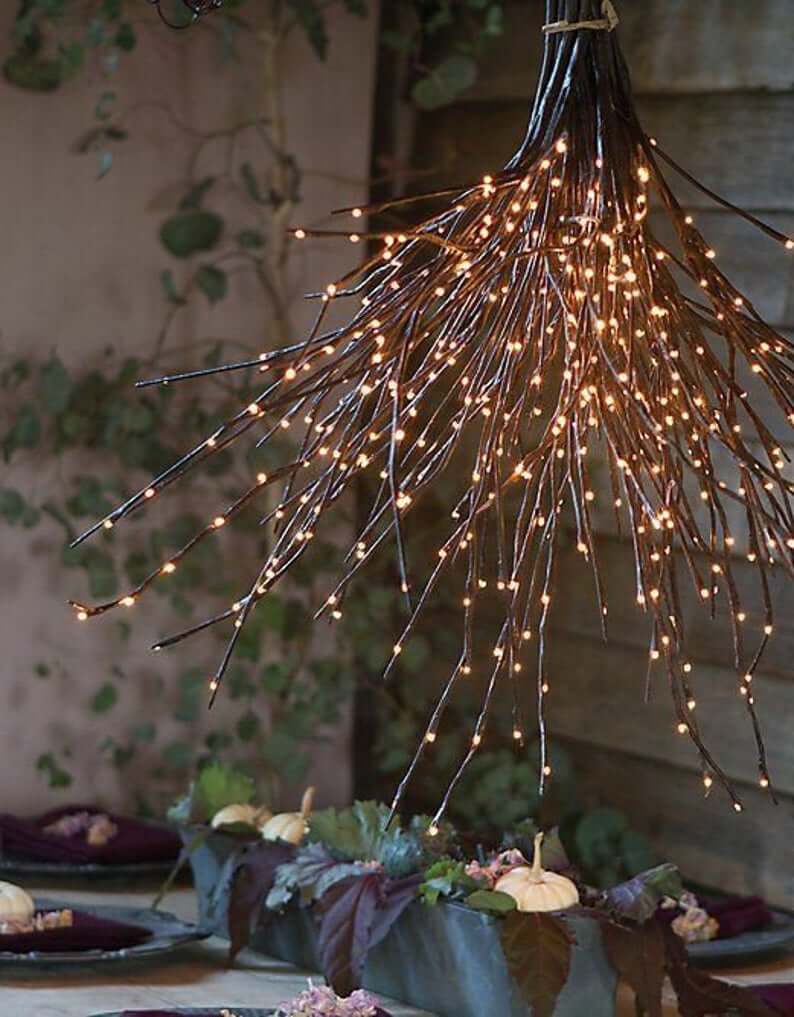 Fairy Light Centerpiece with Lighted Twigs