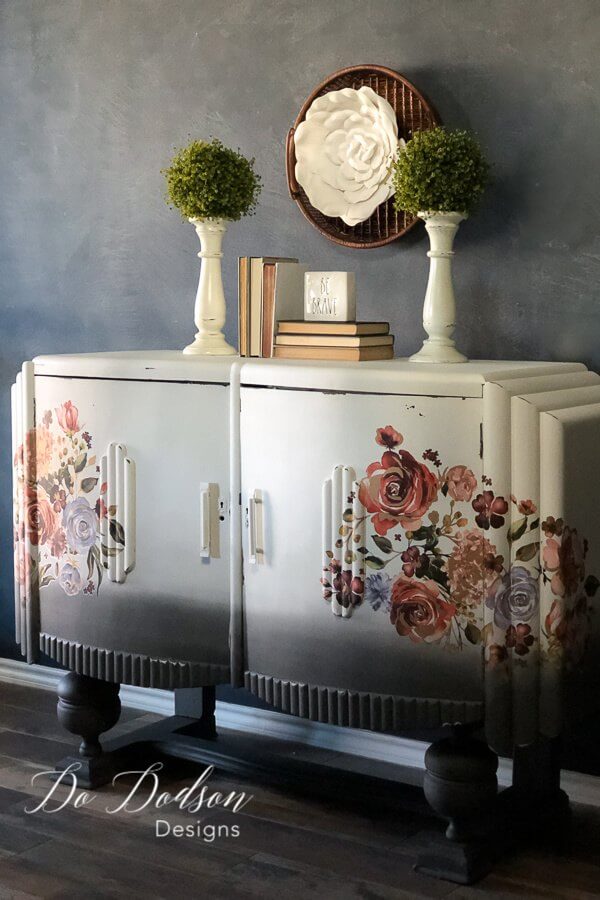 Old Fashioned Ombre Painted Floral Transfer Furniture