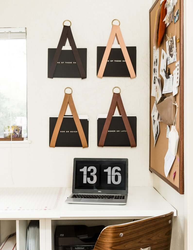 Modern Leather Hanging File Storage Units