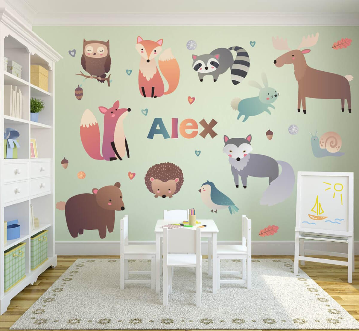 Woodland Theme Cartoon Animals Wall Decor