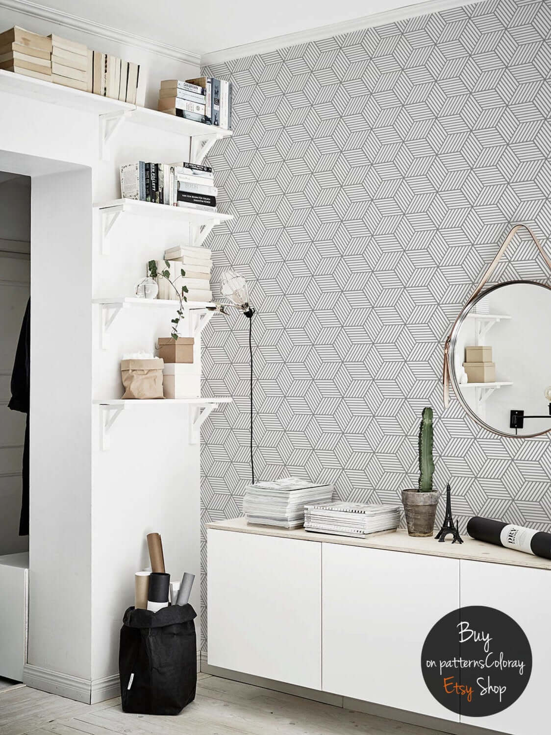 Cool Geometric-Themed Black and White Room