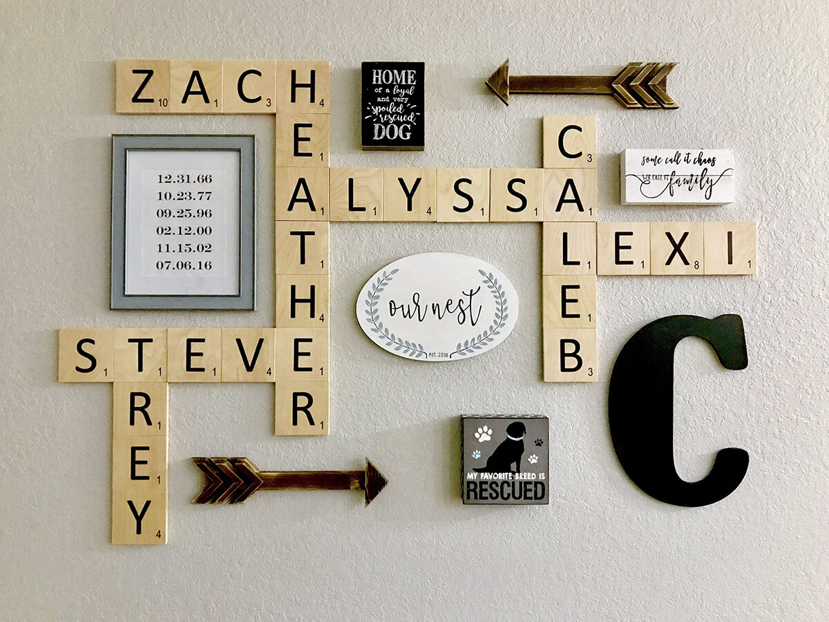 Create Your Family's Awesome Gallery Wall with Letter Tiles