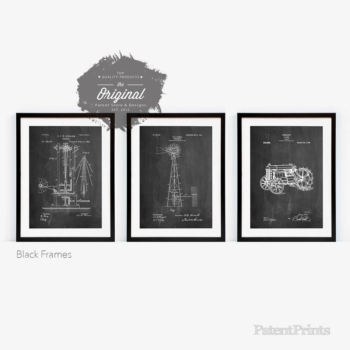 Set of 3 Industrial Farmhouse Black and White Pictures