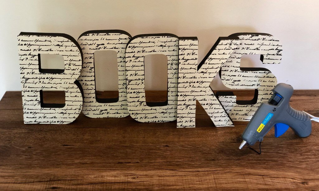 DIY Bookshelf Sign Paper Mache Art