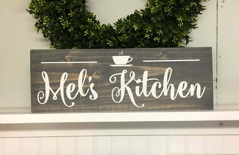 Personalized Stained Wooden Kitchen and Coffee Sign