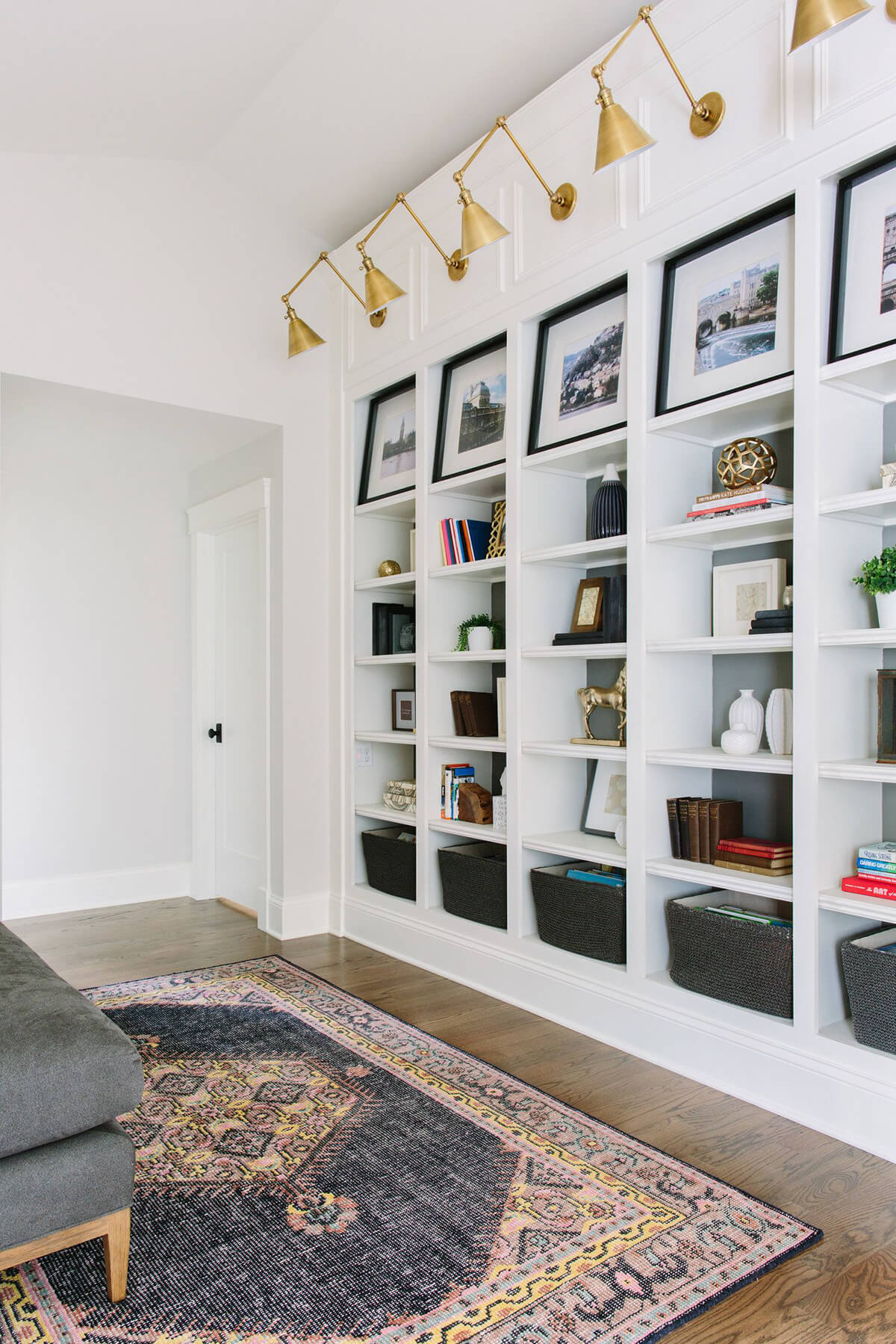 Home Library with Gallery Style Shelves