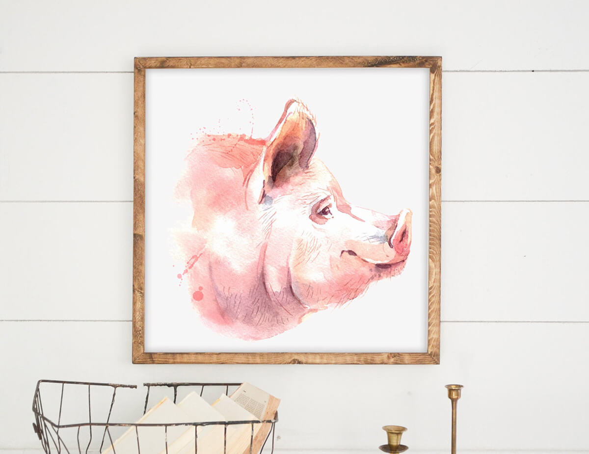 Pink Pig Modern Wall Art