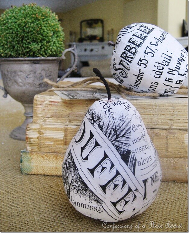 DIY Vintage Paper Mache Faux Fruit