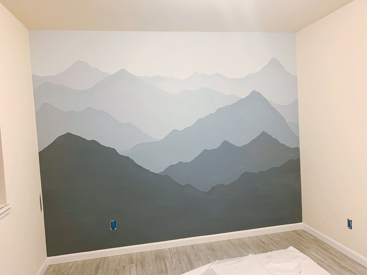 Masculine and Modern Mountain Mural Wall Decor