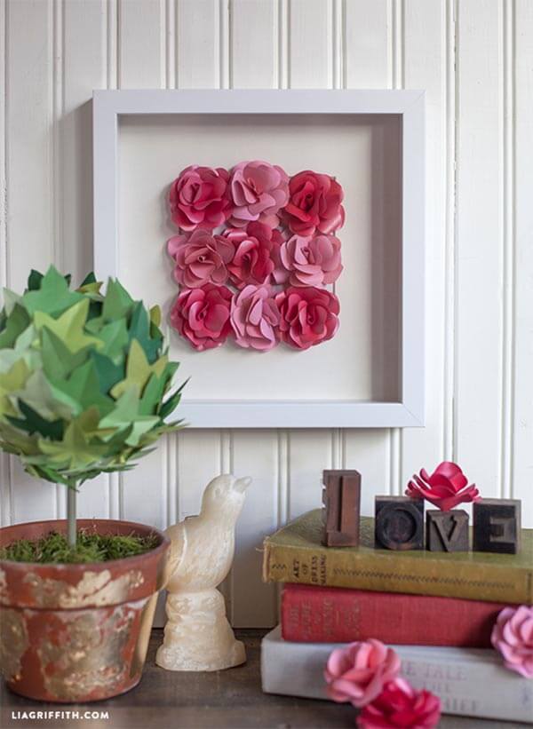 Framed Artwork of Paper Roses