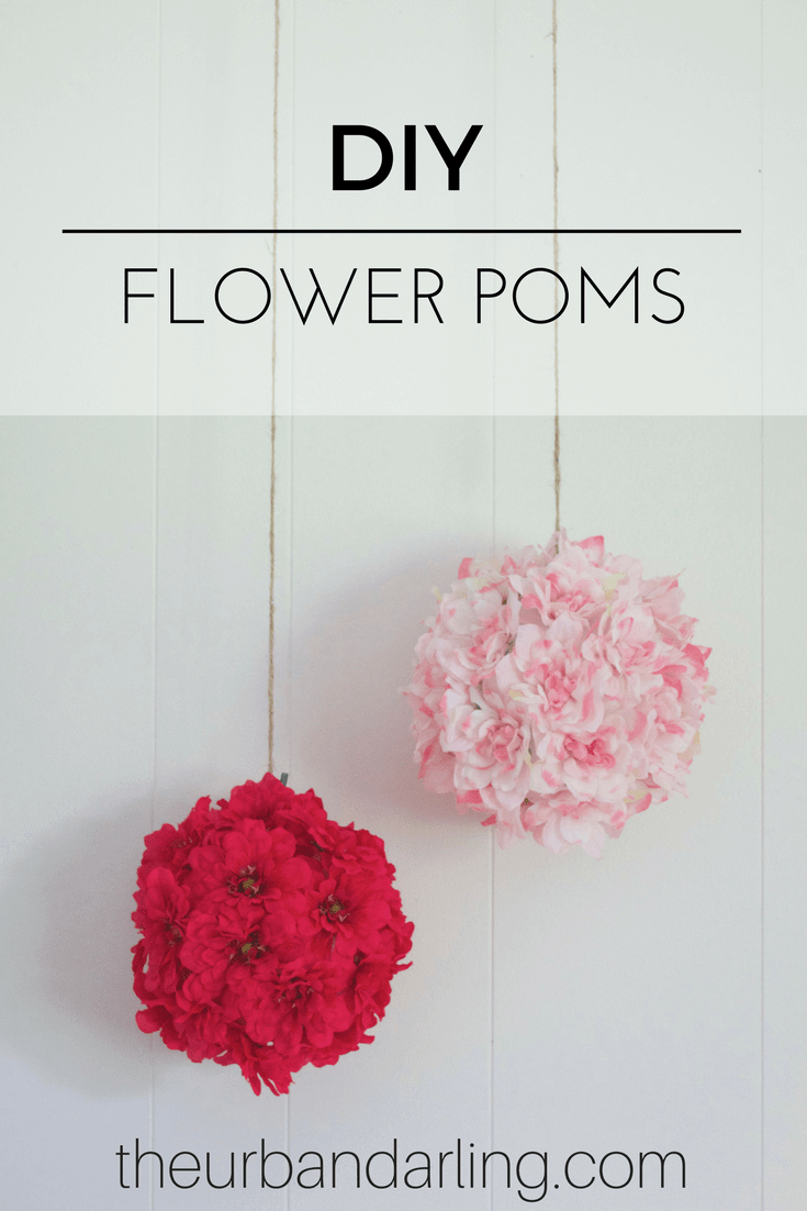 Hanging Poms with Silk Flowers