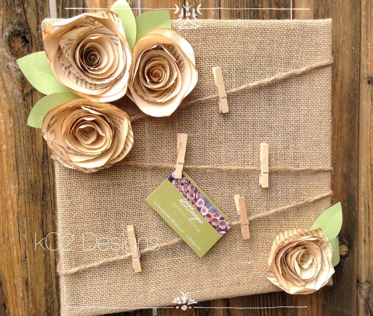 Burlap Message Board with Paper Flowers