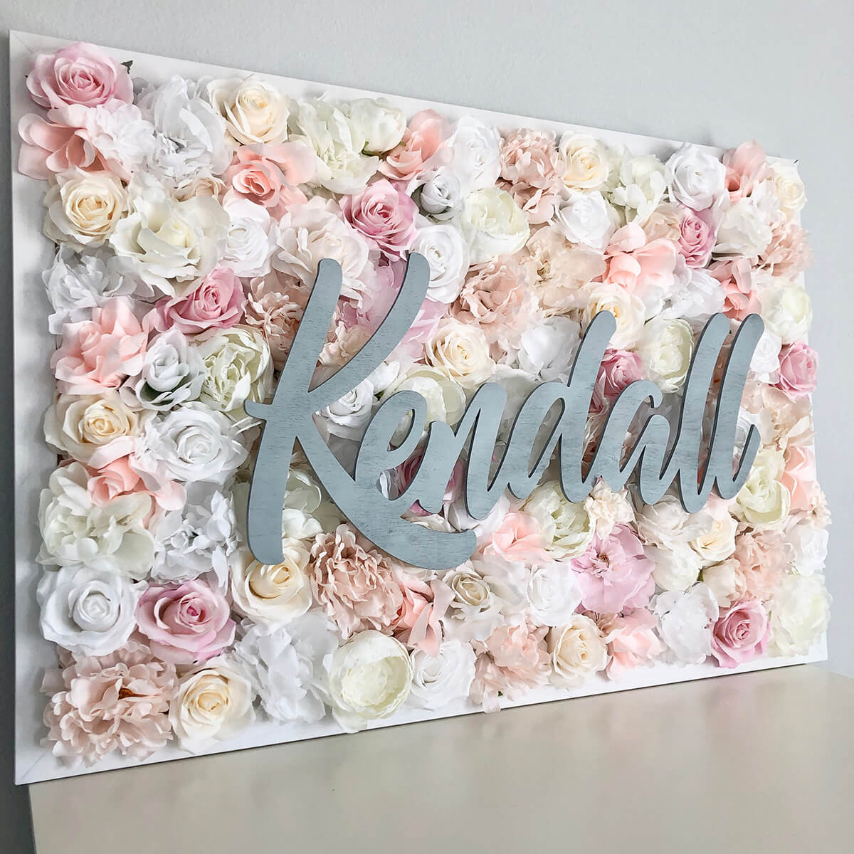 Pretty Pink Flowerbed Background Name Sign