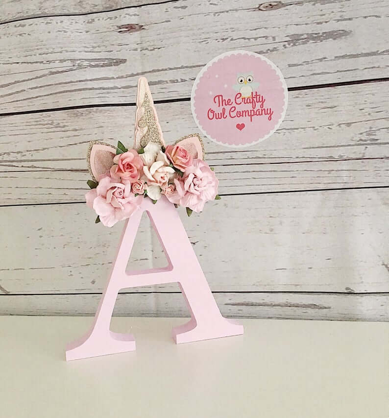 Pretty Unicorn Flower Letter Design Artwork