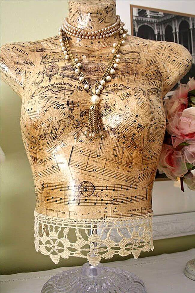 11. Beautiful Vintage Decoupage Dress Form