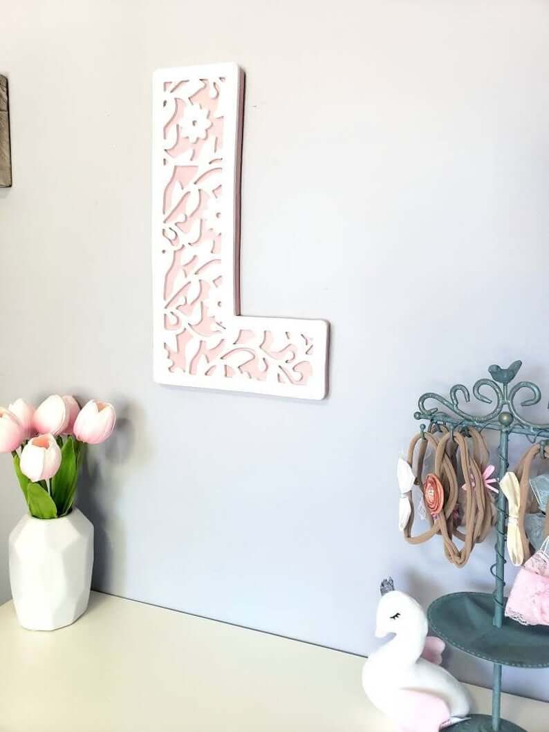 Lattice Letter Floral Vine Unique Wall Art