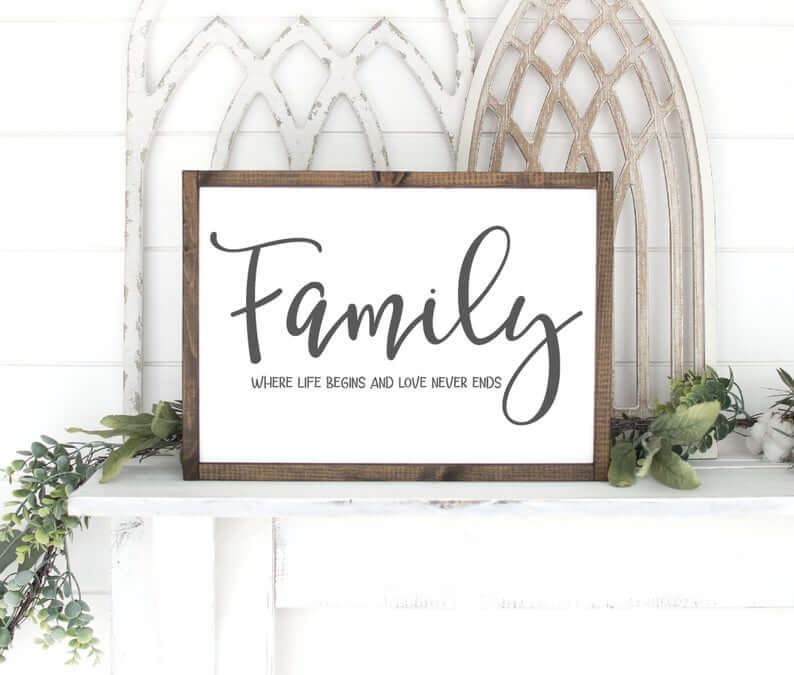 Modern Farmhouse Wooden Frame Family Life and Love Sign