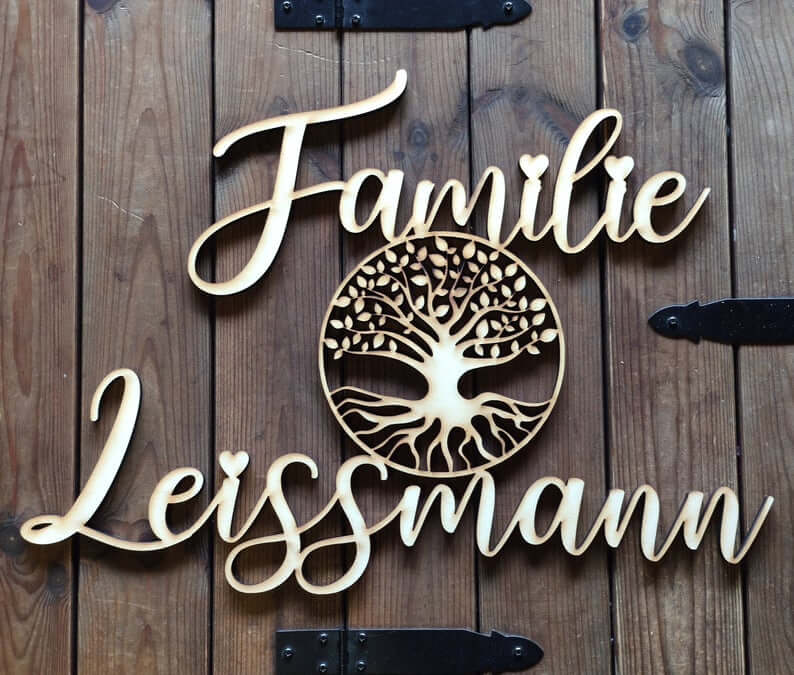 Laser Cut Wooden Family Tree Sign